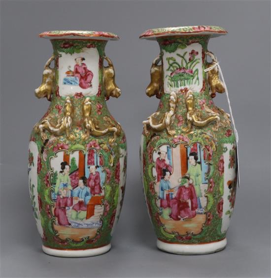 A pair of late 19th century Chinese famille rose vases